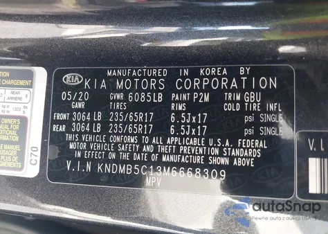 2021 Kia Sedona Lx from USA, damaged, VIN KNDMB5C13M6668309
